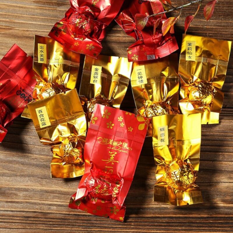 Fouramazingtea Scented & Flower Herbal Tea:20 Unique Varieties of Fresh Blooming Tea Flowers - Hand-Tied Natural Green Tea Leaves & Edible Flowers