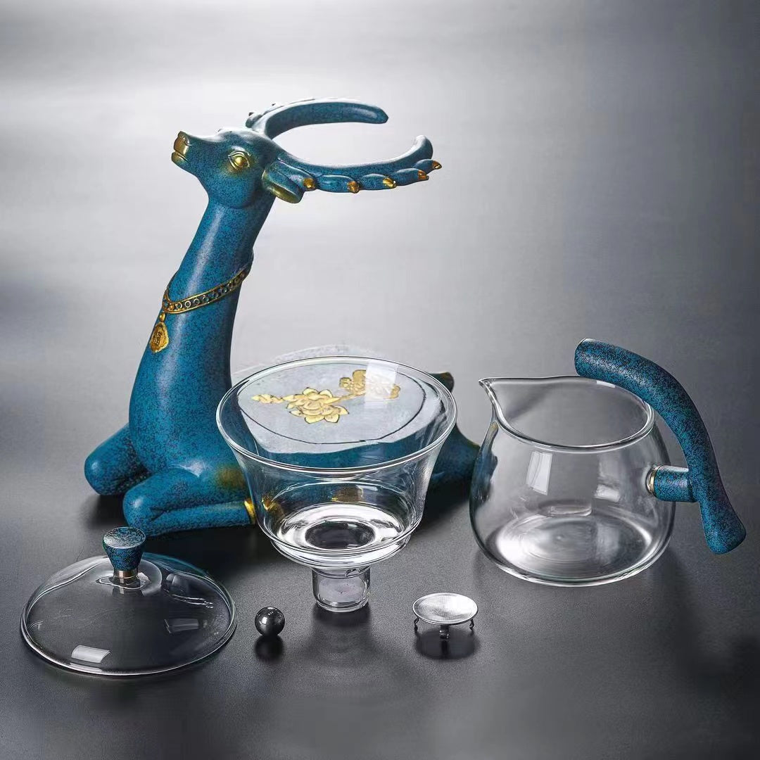 Fouramazingtea+Tea ware+Deer semi-automatic tea set